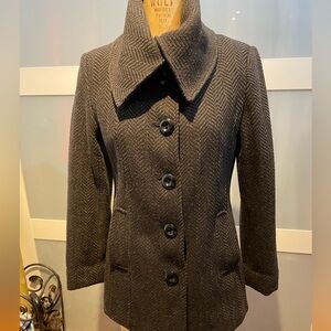 Wool Blend Brown Tweed Jacket.